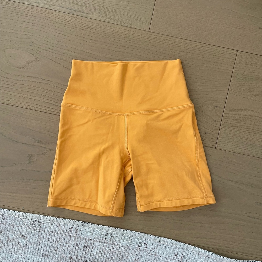 lululemon orange align biker shorts 4”